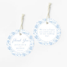 Boho Blue Porcelain Floral Mariage Merci