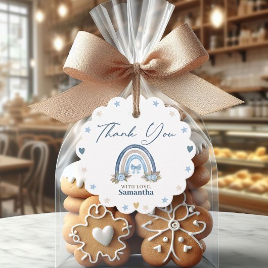 Étiquettes Cadeau Boho Blue Watercolor Baby shower