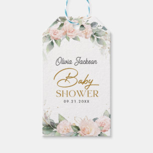 Étiquettes-cadeau Boho Blush Floral Eucalyptus Cadre Baby shower