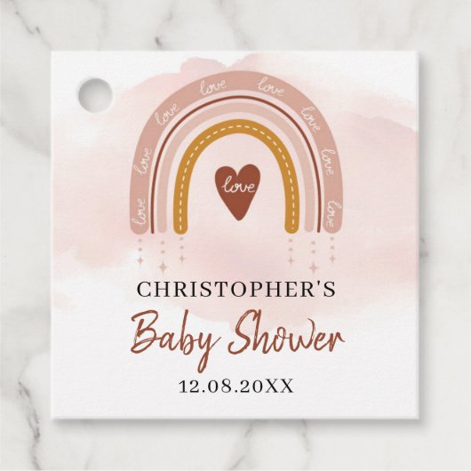 Étiquettes Cadeau Boho Blush rose arc-en-ciel Baby showers Favoriser (Devant)
