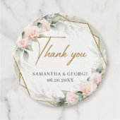 Étiquettes Cadeau Boho blush rose eucalyptus or cadre mariage (Devant)