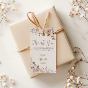 Étiquettes-cadeau Boho Brun Beige Floral Anniversaire
