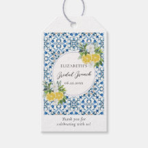 Boho Chic Citron Italien Carrelage Bleu Baby Showe