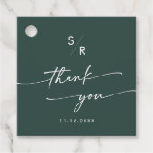 Étiquettes Cadeau Boho Chic Emerald Vert Monogramme Merci (Devant)