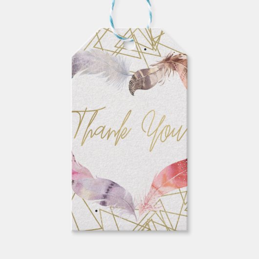 Étiquettes-cadeau Boho Chic Feather Heart Glam Custom Party Favorise (Devant)