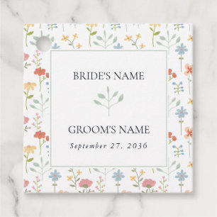 Étiquettes Cadeau Boho Chic Fleur sauvage Moderne Floral Mariage