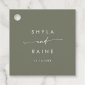 Étiquettes Cadeau Boho Chic Mariage vert olive (Devant)