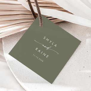 Étiquettes Cadeau Boho Chic Mariage vert olive