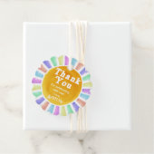 Étiquettes Cadeau Boho Chic Retro Aquarelle Arc-en-ciel Merci solair (En situation)