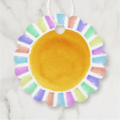 Étiquettes Cadeau Boho Chic Retro Aquarelle Arc-en-ciel Merci solair (Dos)