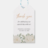 Étiquettes-cadeau BOHO CHIC ROSES BLANCHES MARIAGE Merci (Devant)