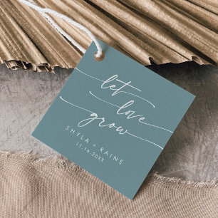 Étiquettes Cadeau Boho Chic Seafoam Turquoise Let Love Grow Mariage