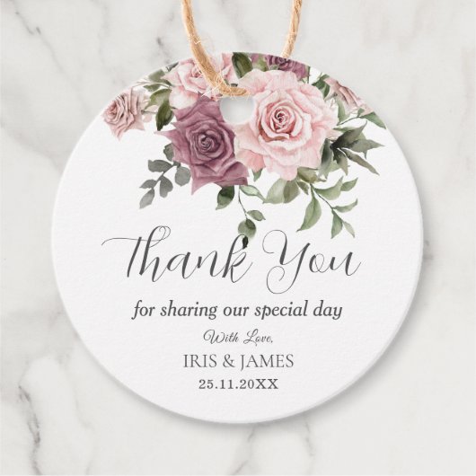 Étiquettes Cadeau Boho Cinnamon Rose Blush rose Floral Mariage (Devant)