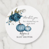 Étiquettes Cadeau Boho Citrouille Blue Floral Baby shower (Devant)