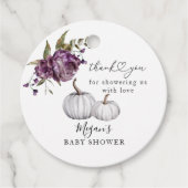 Étiquettes Cadeau Boho Citrouille violet Baby shower Floral (Devant)