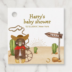 Étiquettes Cadeau Boho Cowboy Bear Western Rodeo Cactus Baby shower