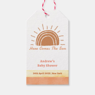 Étiquettes-cadeau Boho Desert Ici Vient Le Fils Bébé Douche
