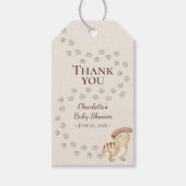 Étiquettes-cadeau Boho Dinosaur Baby shower beige Merci (Devant)