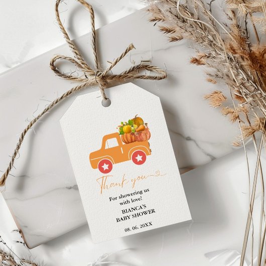 Étiquettes-cadeau Boho Fall citrouille car merci Baby shower