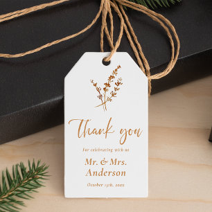 Étiquettes-cadeau Boho Fall Orange Merci Wedding Favors Tags