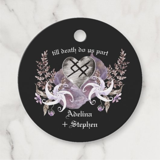 Étiquettes Cadeau Boho Fleur sauvage gothique Viking Love Wedding Fa (Devant)