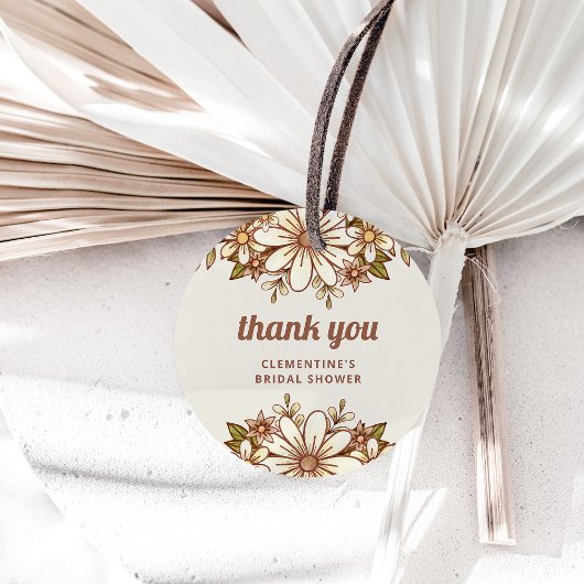 Étiquettes Cadeau Boho Fleurs Rétro | Remerciements pour la Mariée