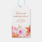 Étiquettes-cadeau Boho Fleurs Rose Orange Douche Merci  (Devant)