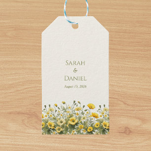 Étiquettes-cadeau Boho Fleurs sauvages jaunes, Olive Personnalités