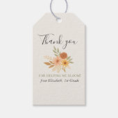 Étiquettes-cadeau Boho Floral Aquarelle Enseignant Merci (Devant)