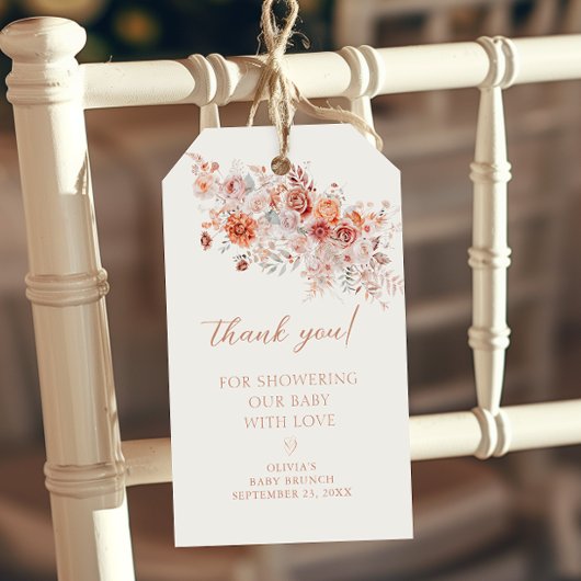 Étiquettes-cadeau Boho Floral Baby Brunch Merci