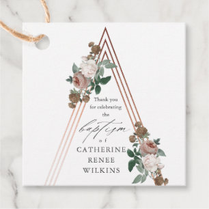 Étiquettes Cadeau Boho Floral Baptême Religieux & Christening