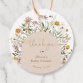 Étiquettes Cadeau Boho Floral Moderne Baby shower Rustique Merci (Devant)