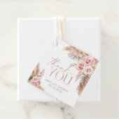 Étiquettes Cadeau Boho Floral Pampas Rose Merci or (En situation)
