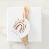 Étiquettes Cadeau Boho Floral Rainbow Baby Sprinkle Merci (En situation)