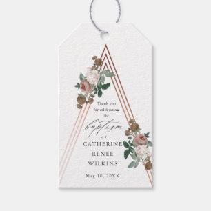Étiquettes-cadeau Boho Floral Religieux Baptême & Christening