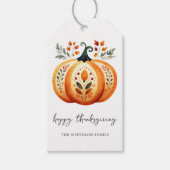 Étiquettes-cadeau Boho Folk Citrouille Thanksgiving (Devant)
