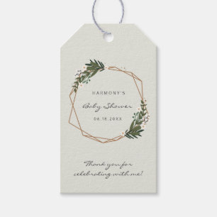 Étiquettes-cadeau Boho Géométrique Verdure Baby shower neutre genre