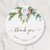 Étiquettes Cadeau Boho Green Script Mariage À feuillage persistant (Devant)