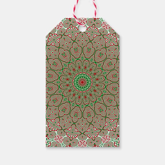 Étiquettes-cadeau Boho Hippie Funky Trippy Ornate Noël Mandala (Devant)