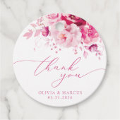 Étiquettes Cadeau Boho Magenta Hot rose Mariage Merci (Devant)