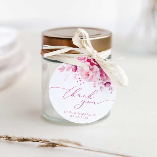 Étiquettes Cadeau Boho Magenta Hot rose Mariage Merci