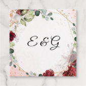 Étiquettes Cadeau Boho mariage à cadre fleuri bordeaux luxuriant (Devant)