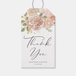 Étiquettes-cadeau Boho Mauve Peach Flowers Mariage Merci