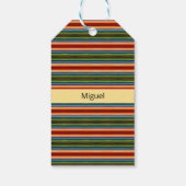 Étiquettes-cadeau Boho Mexicain Serape Rayures Nom Personnalisé (Dos)