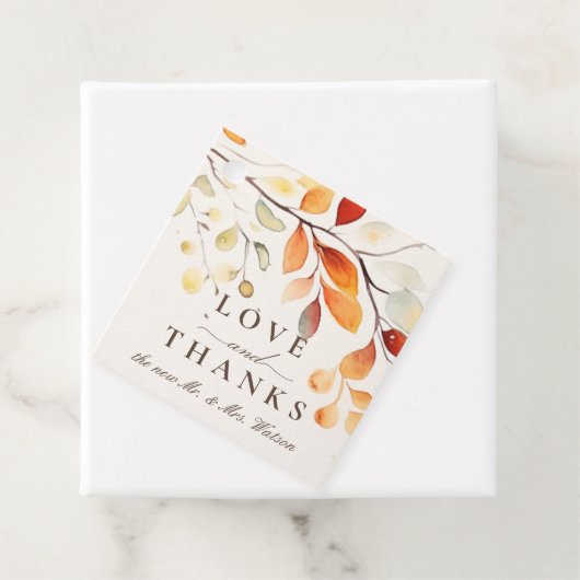 Étiquettes Cadeau Boho moderne aquarelle automne Feuilles Mariage (En situation)