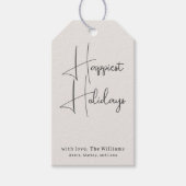 Étiquettes-cadeau Boho moderne Beige Joyeux vacances Famille (Devant)