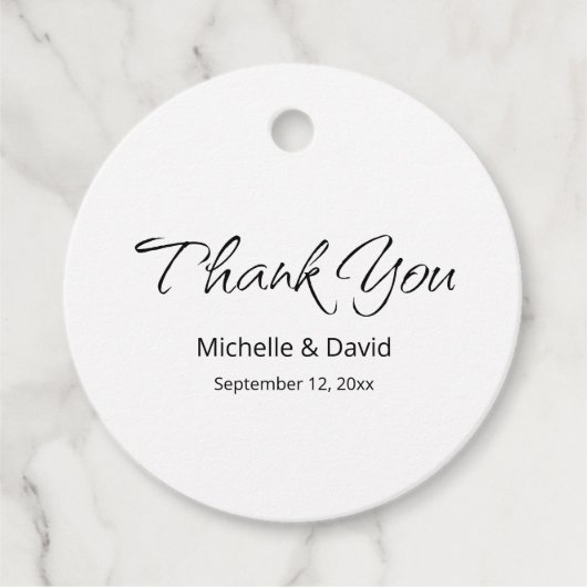 Étiquettes Cadeau Boho moderne Mariage de script simple Merci (Devant)