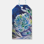 Étiquettes-cadeau Boho Navy bleu céleste Dahlia aquarelle florale (Dos)