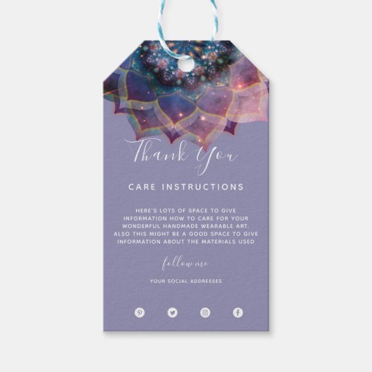 Étiquettes-cadeau Boho Nebula Bloom | Conception de Mandala (Devant)