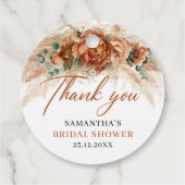 Étiquettes Cadeau Boho orange terracotta brûlé floral fête de mariag (Dos)